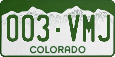 CO license plate 003VMJ