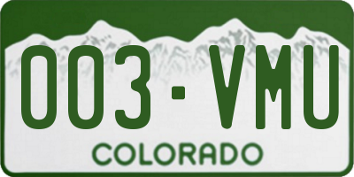 CO license plate 003VMU