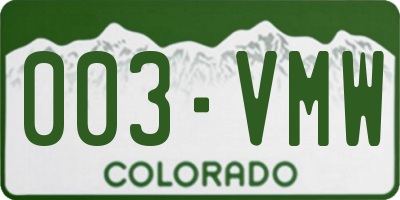 CO license plate 003VMW