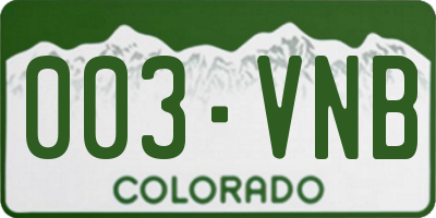 CO license plate 003VNB
