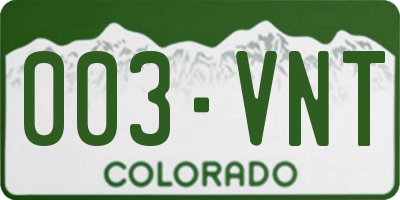 CO license plate 003VNT