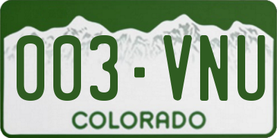 CO license plate 003VNU
