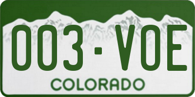 CO license plate 003VOE