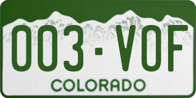 CO license plate 003VOF