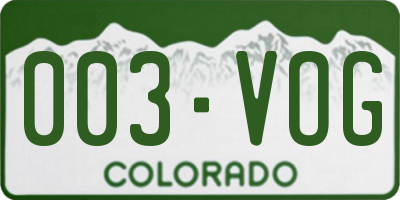 CO license plate 003VOG