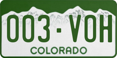 CO license plate 003VOH