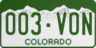 CO license plate 003VON