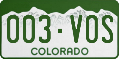 CO license plate 003VOS