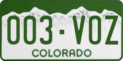 CO license plate 003VOZ