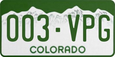 CO license plate 003VPG