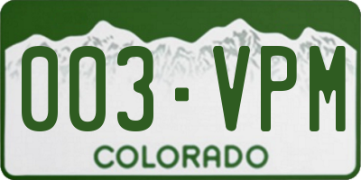 CO license plate 003VPM