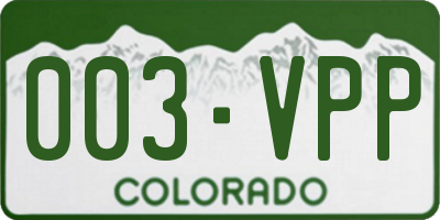 CO license plate 003VPP
