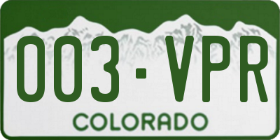 CO license plate 003VPR