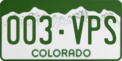 CO license plate 003VPS