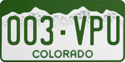 CO license plate 003VPU