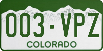 CO license plate 003VPZ