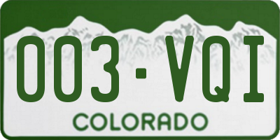 CO license plate 003VQI