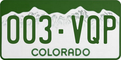 CO license plate 003VQP