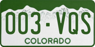 CO license plate 003VQS