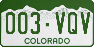 CO license plate 003VQV