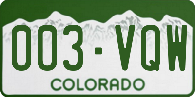 CO license plate 003VQW