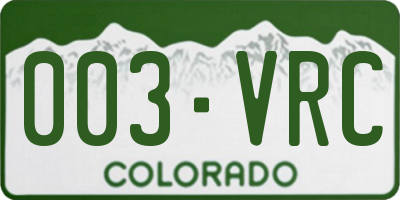 CO license plate 003VRC
