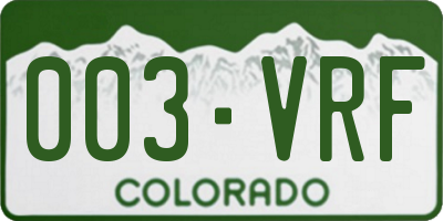 CO license plate 003VRF