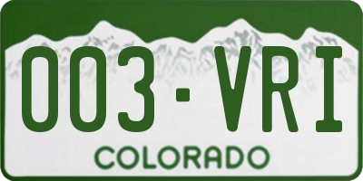 CO license plate 003VRI