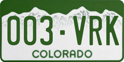 CO license plate 003VRK