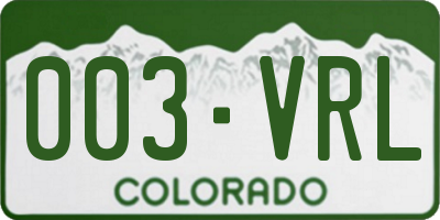 CO license plate 003VRL