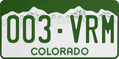 CO license plate 003VRM