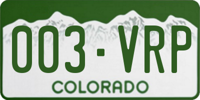 CO license plate 003VRP