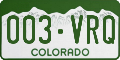 CO license plate 003VRQ