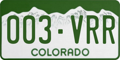 CO license plate 003VRR