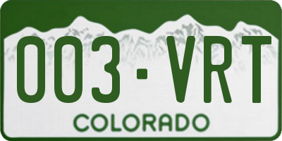 CO license plate 003VRT