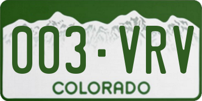 CO license plate 003VRV