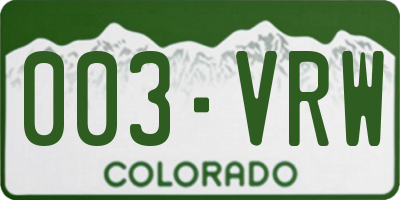 CO license plate 003VRW