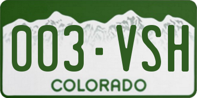 CO license plate 003VSH