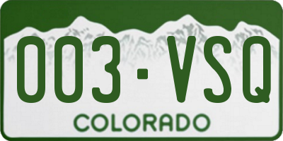CO license plate 003VSQ