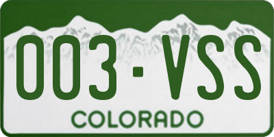 CO license plate 003VSS