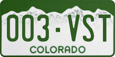 CO license plate 003VST