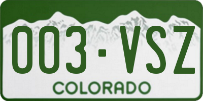 CO license plate 003VSZ