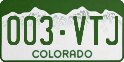 CO license plate 003VTJ