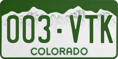 CO license plate 003VTK