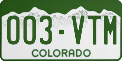 CO license plate 003VTM