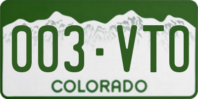 CO license plate 003VTO