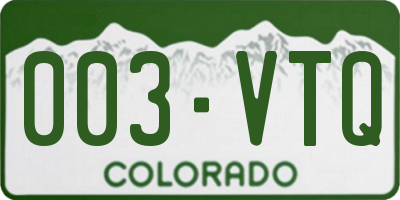 CO license plate 003VTQ