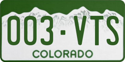 CO license plate 003VTS