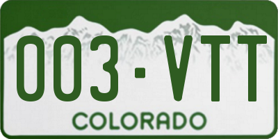 CO license plate 003VTT