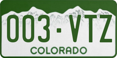 CO license plate 003VTZ